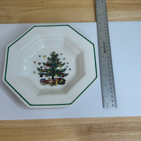 Vintage Nikko Classic Collection Japan Octagon Christmas Tree Small Plate Decor - Picture 8 of 8